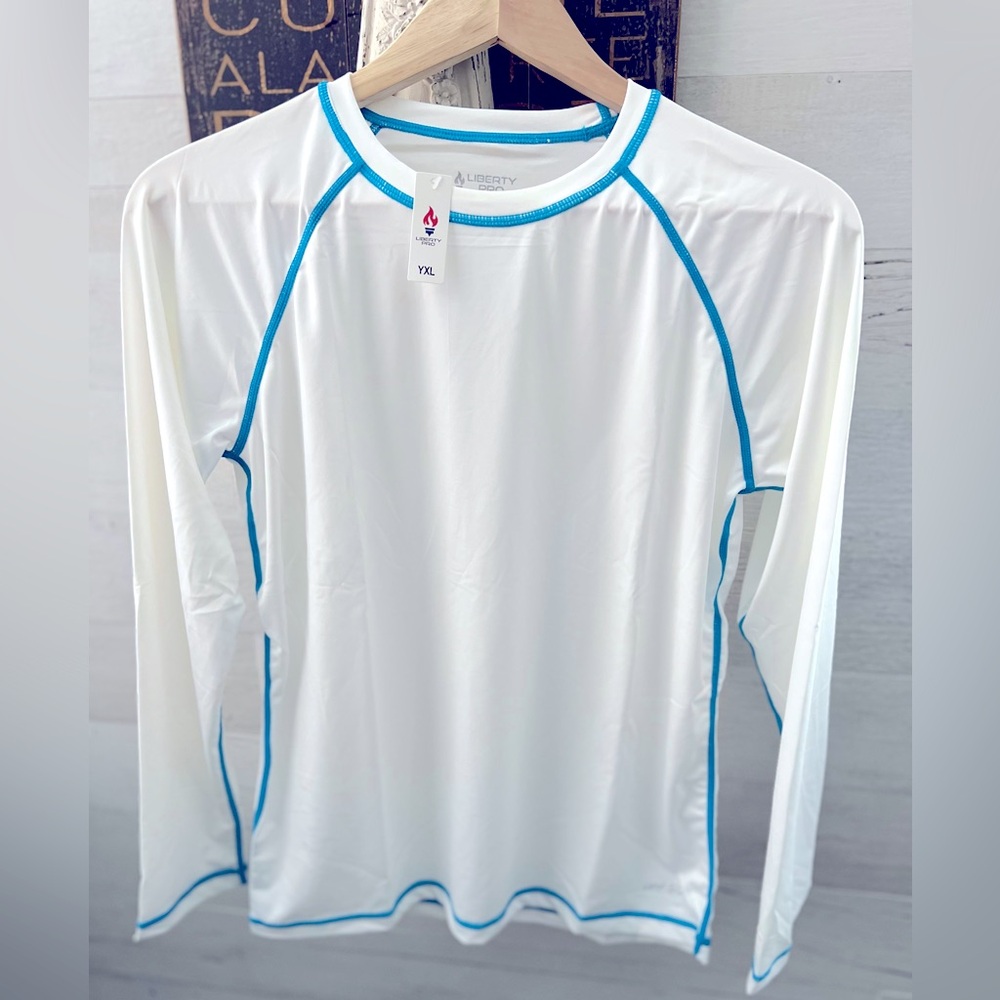 Liberty Blue and White Rashguard Swim Shirt
